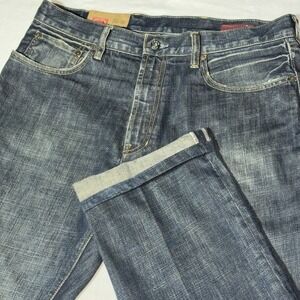 Gap 1969 Jeans Men's 38*x26* Selvedge Denim Straight Leg Easy Fit Dark Wash READ
